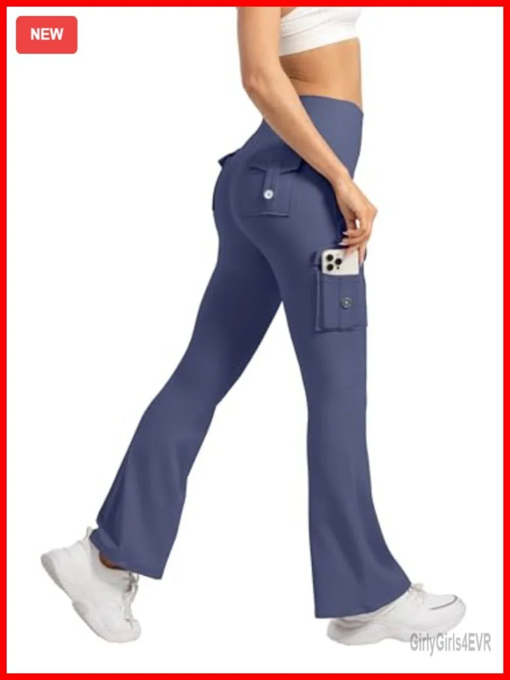 High Waisted Flare Leggings with Pockets Hidden Scrunch No Front Seam